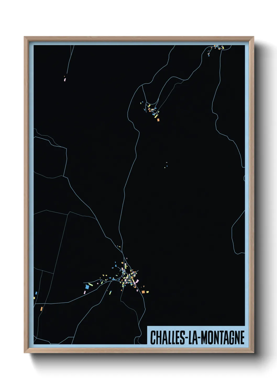 Une affiche de carte sur Challes-la-Montagne