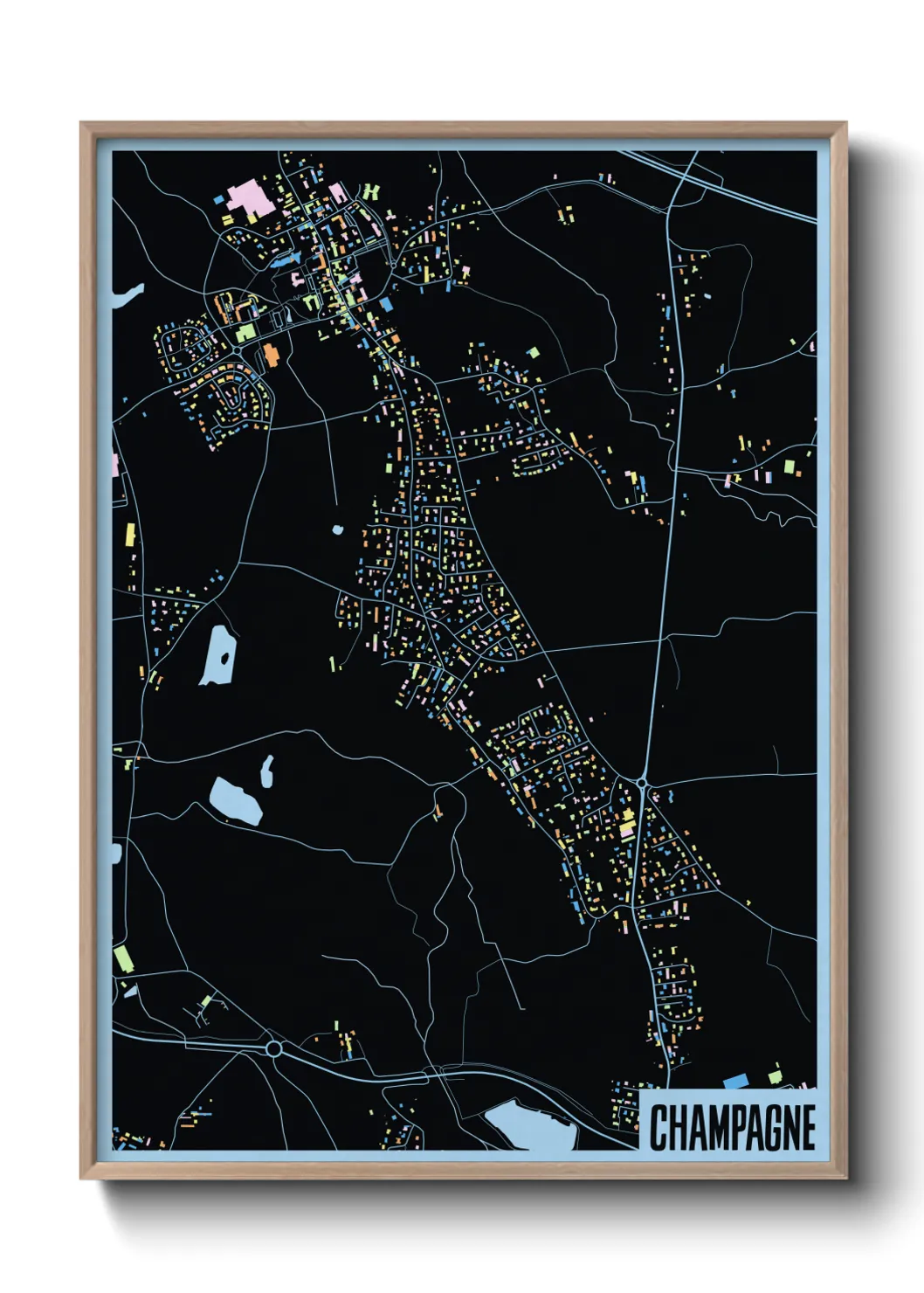 Une affiche de carte sur Champagne