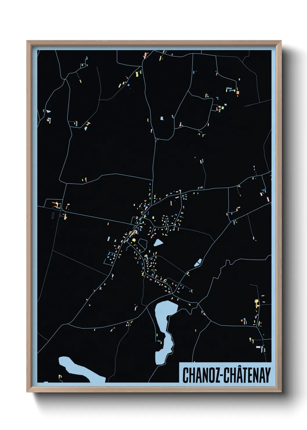 Une affiche de carte sur Chanoz-Châtenay