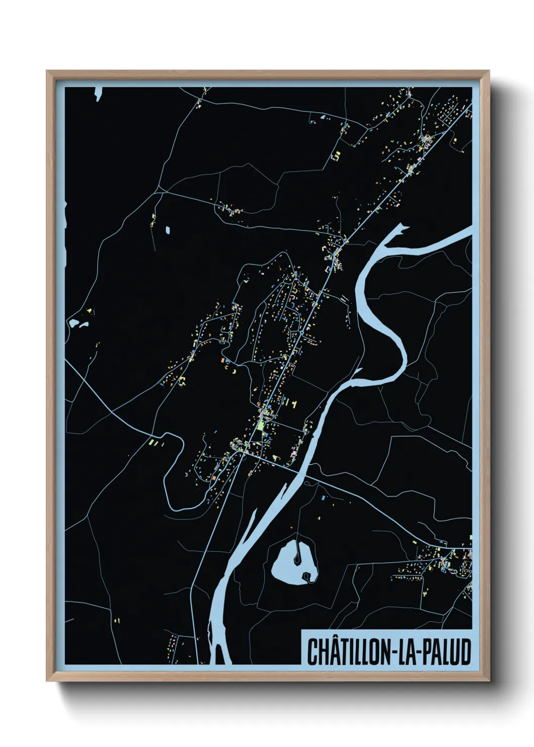 Une affiche de carte sur Châtillon-la-Palud