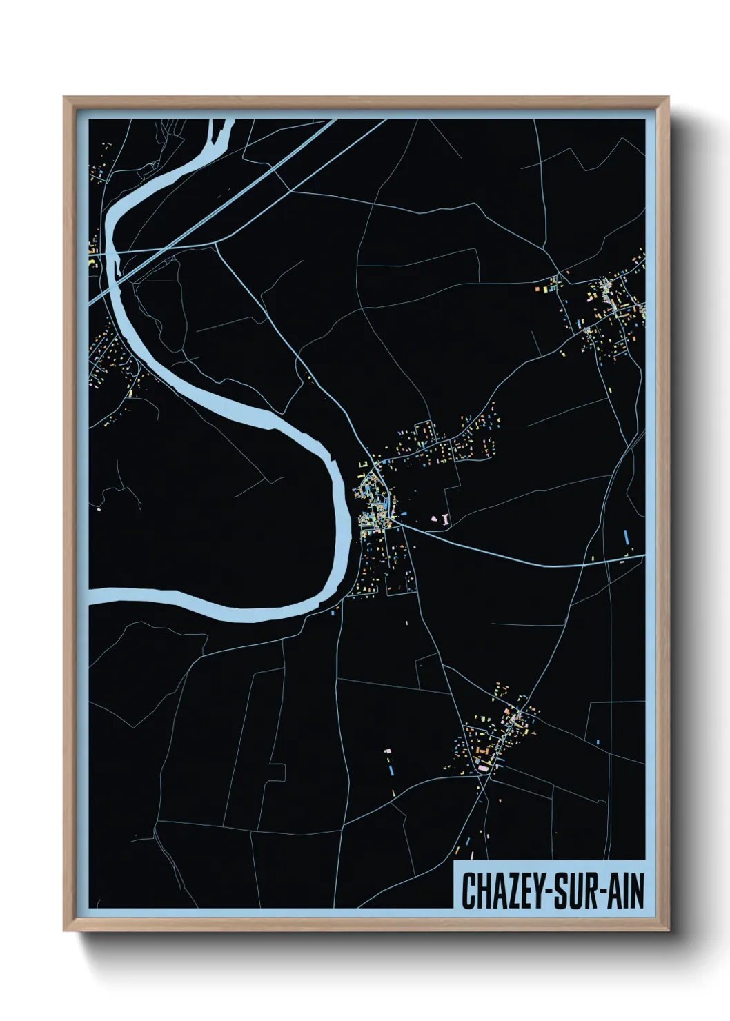 Une affiche de carte sur Chazey-sur-Ain