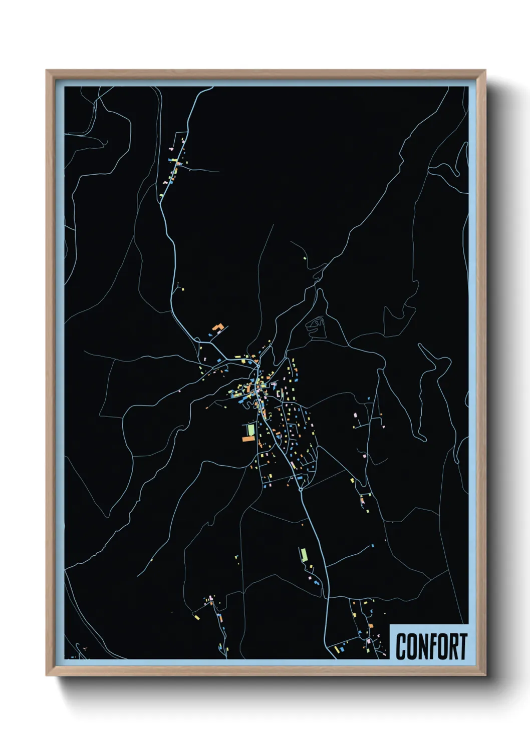 Une affiche de carte sur Confort