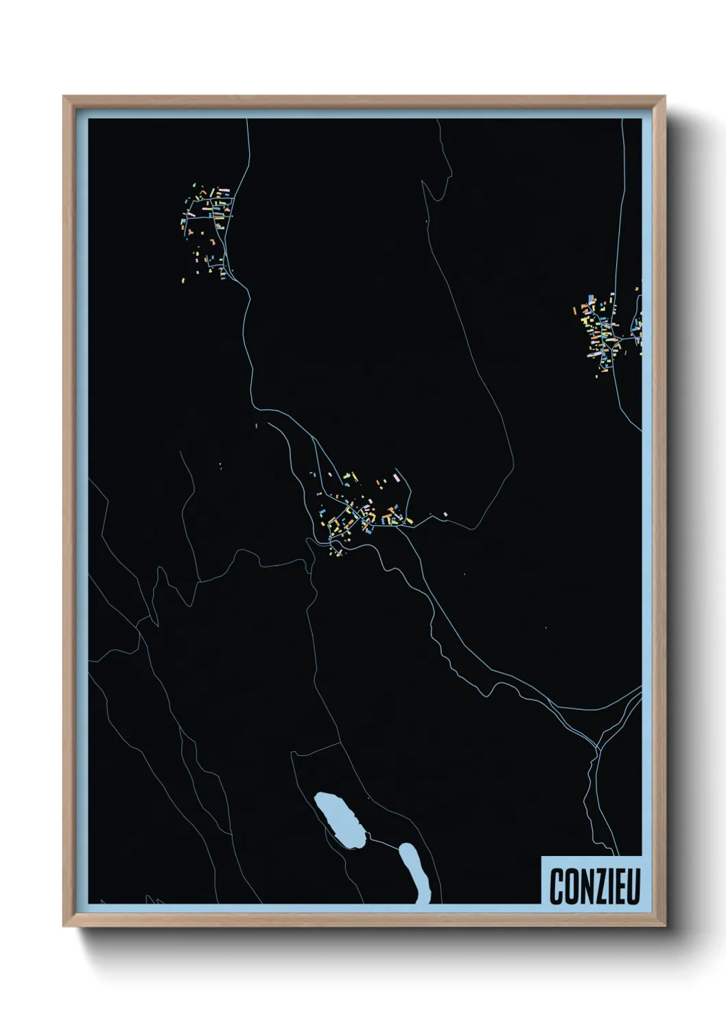 Une affiche de carte sur Conzieu