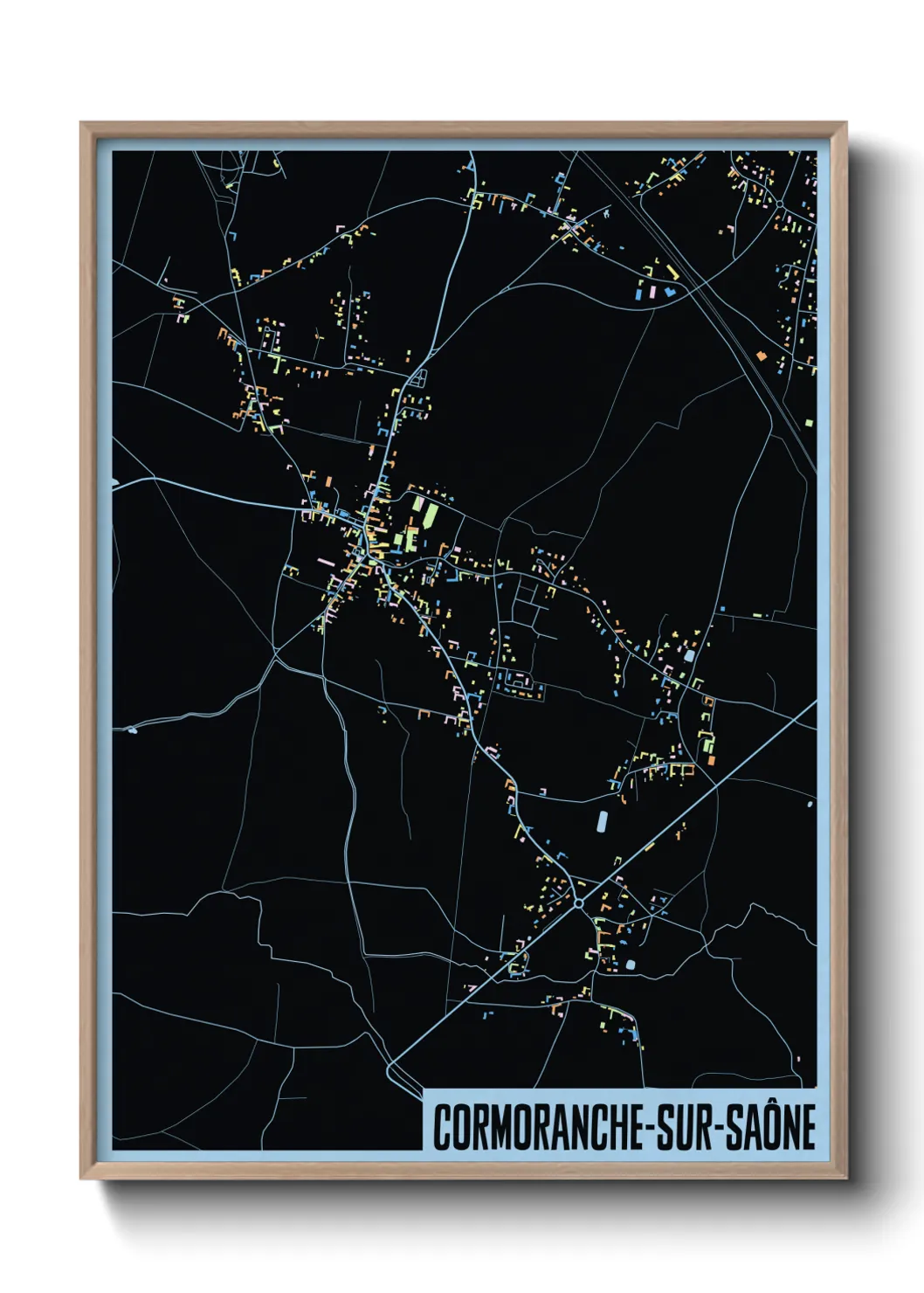 Une affiche de carte sur Cormoranche-sur-Saône