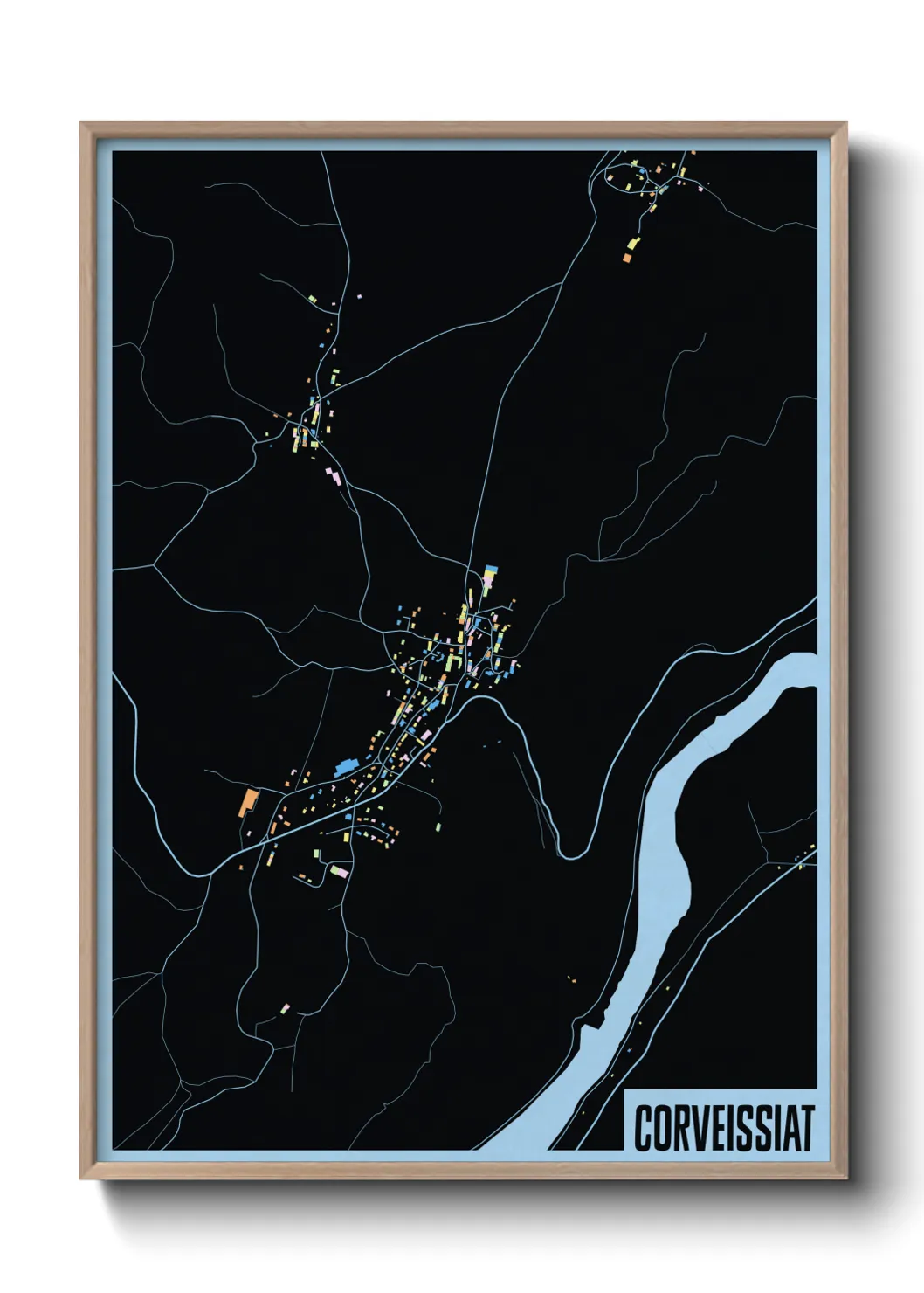 Une affiche de carte sur Corveissiat