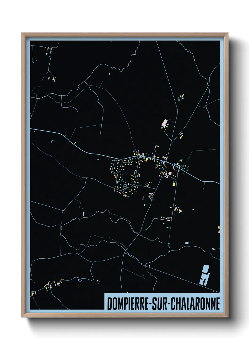 Une affiche de carte sur Dompierre-sur-Chalaronne