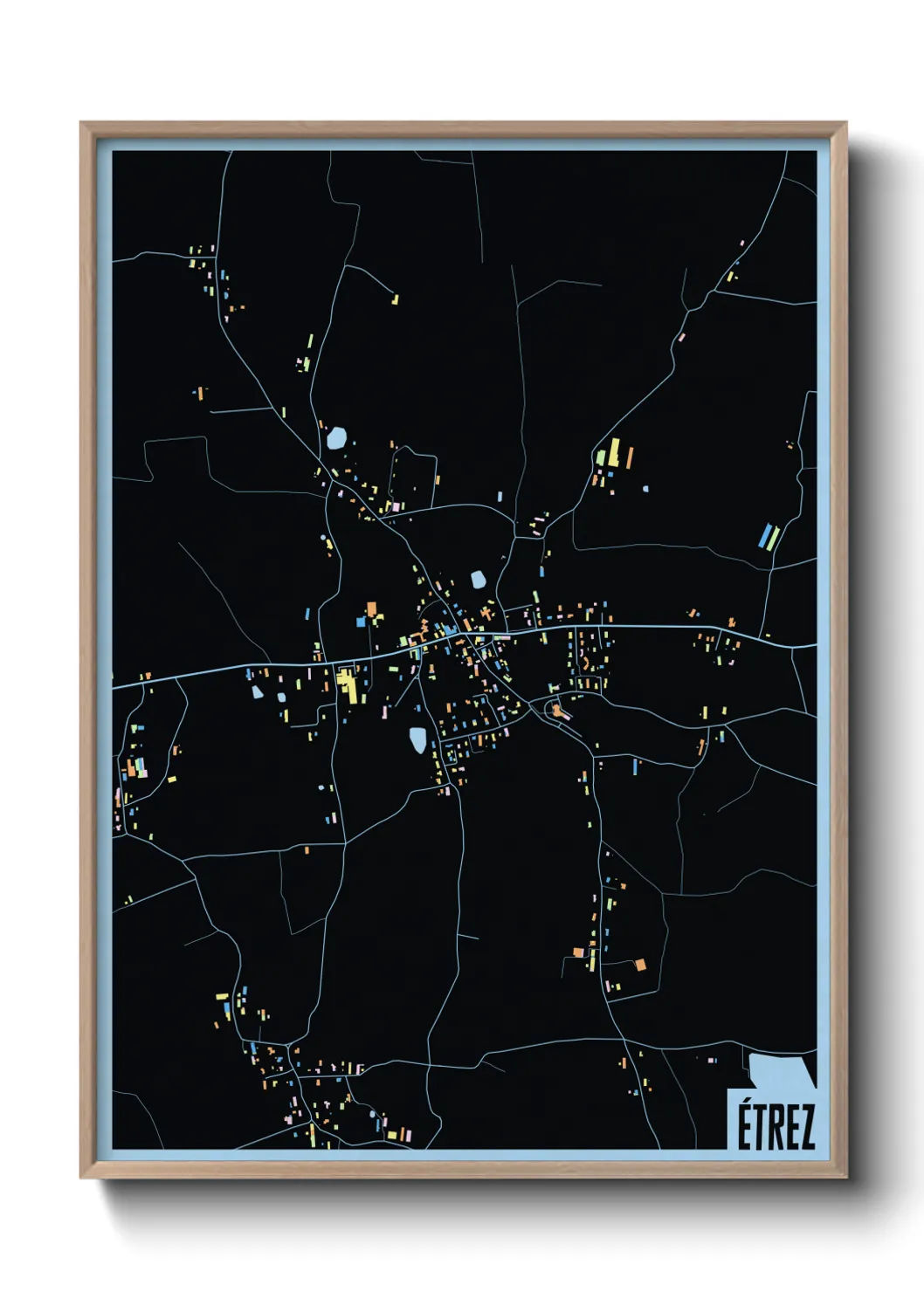 Une affiche de carte sur Étrez