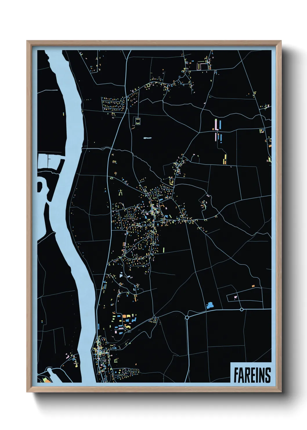 Une affiche de carte sur Fareins