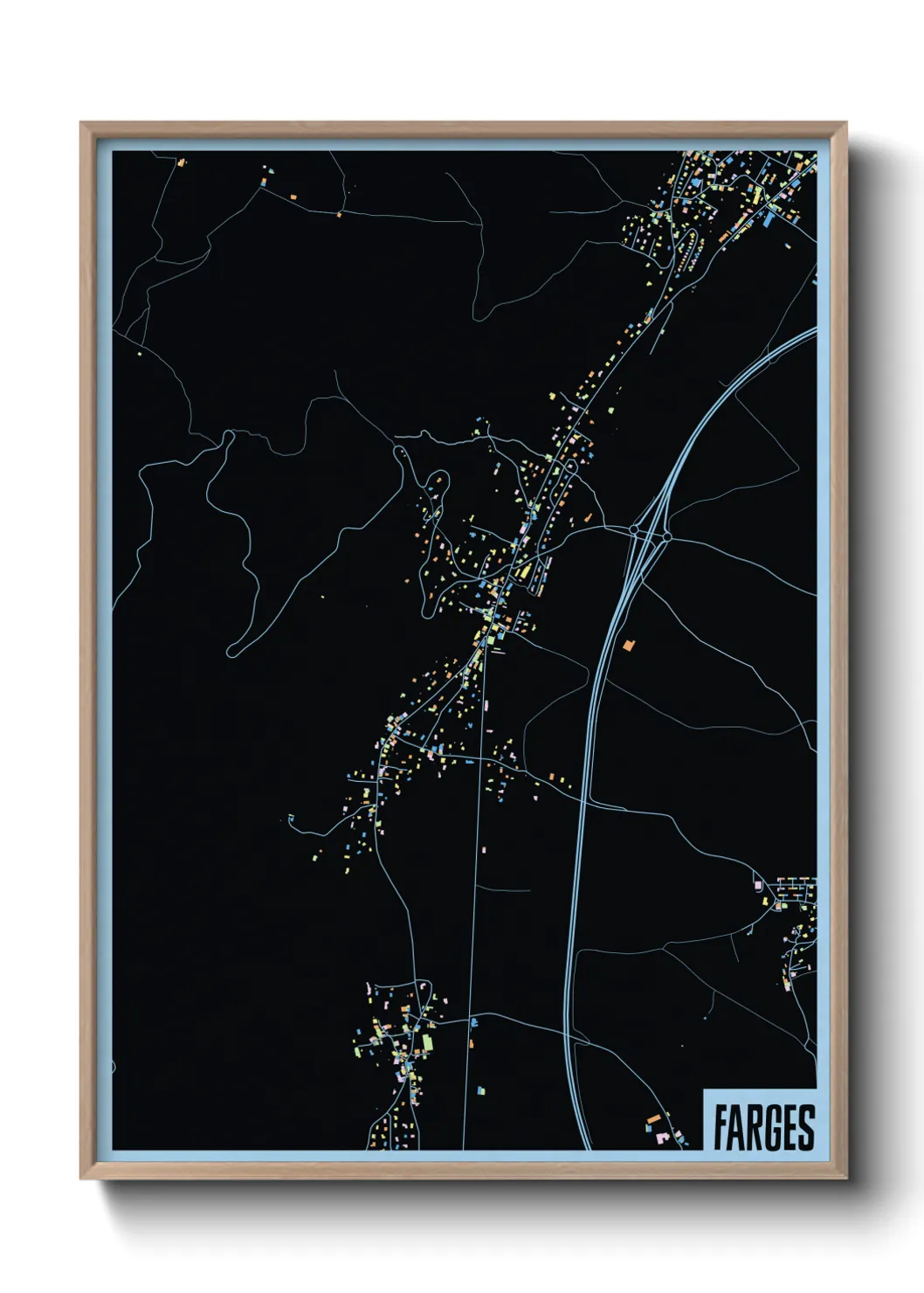 Une affiche de carte sur Farges