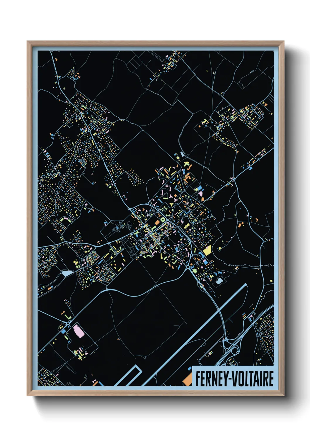 Une affiche de carte sur Ferney-Voltaire