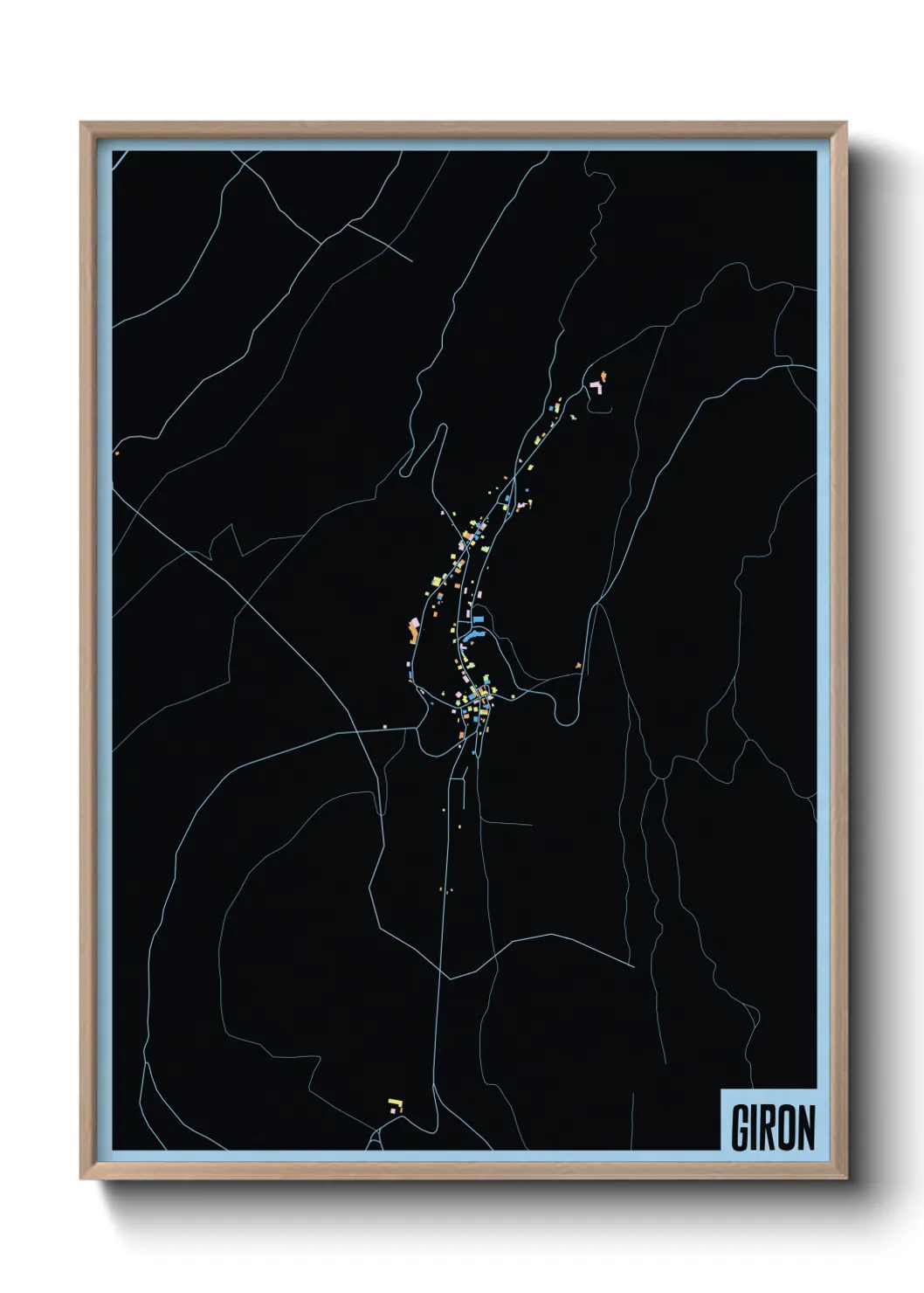 Une affiche de carte sur Giron