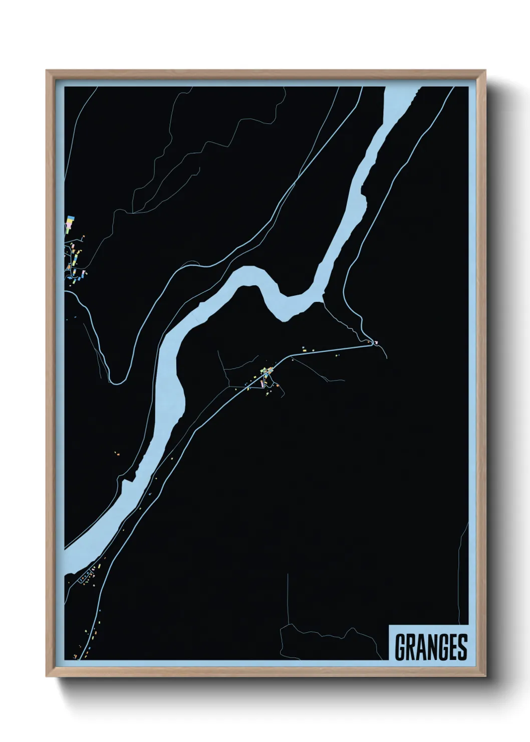 Une affiche de carte sur Granges