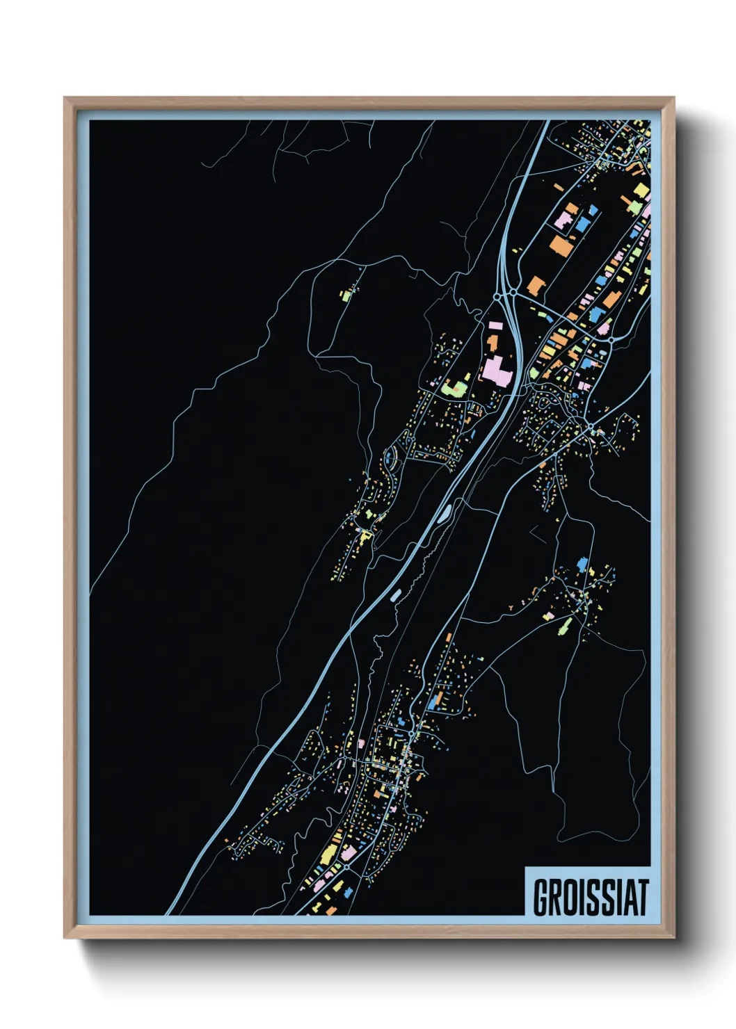 Une affiche de carte sur Groissiat