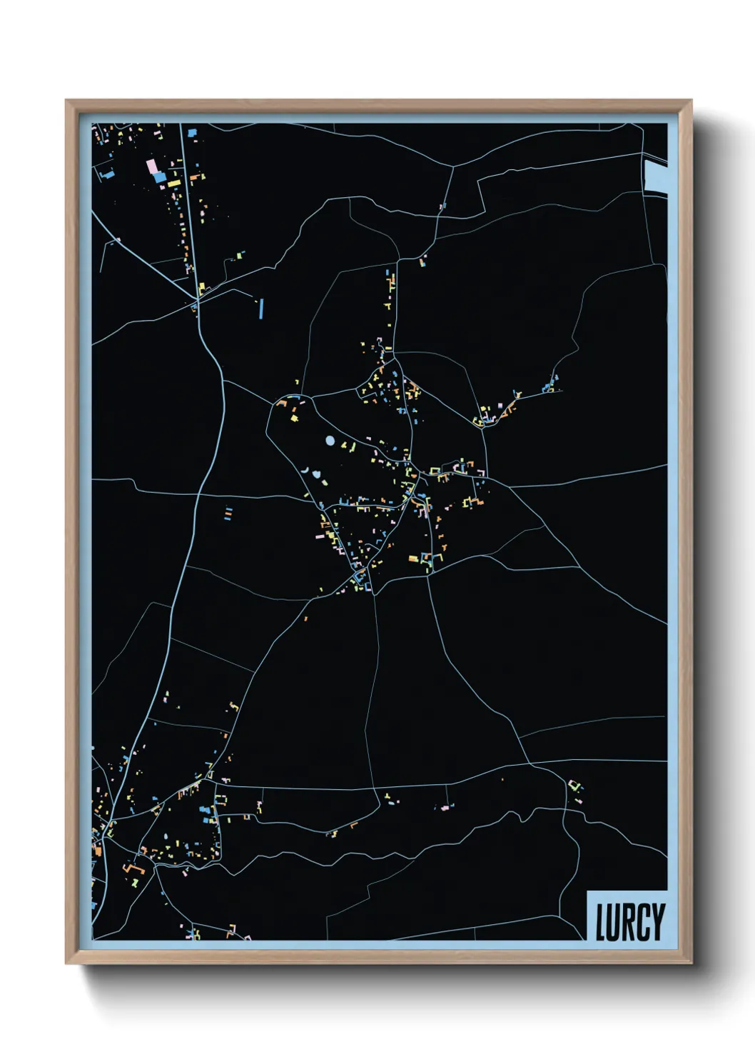 Une affiche de carte sur Lurcy