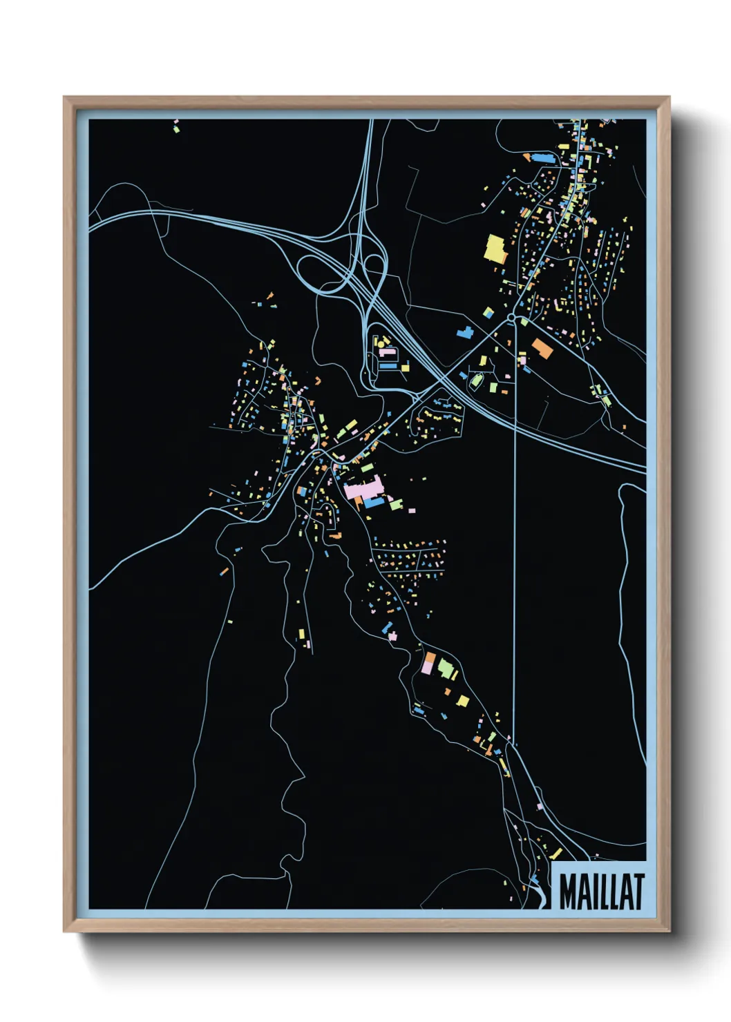 Une affiche de carte sur Maillat