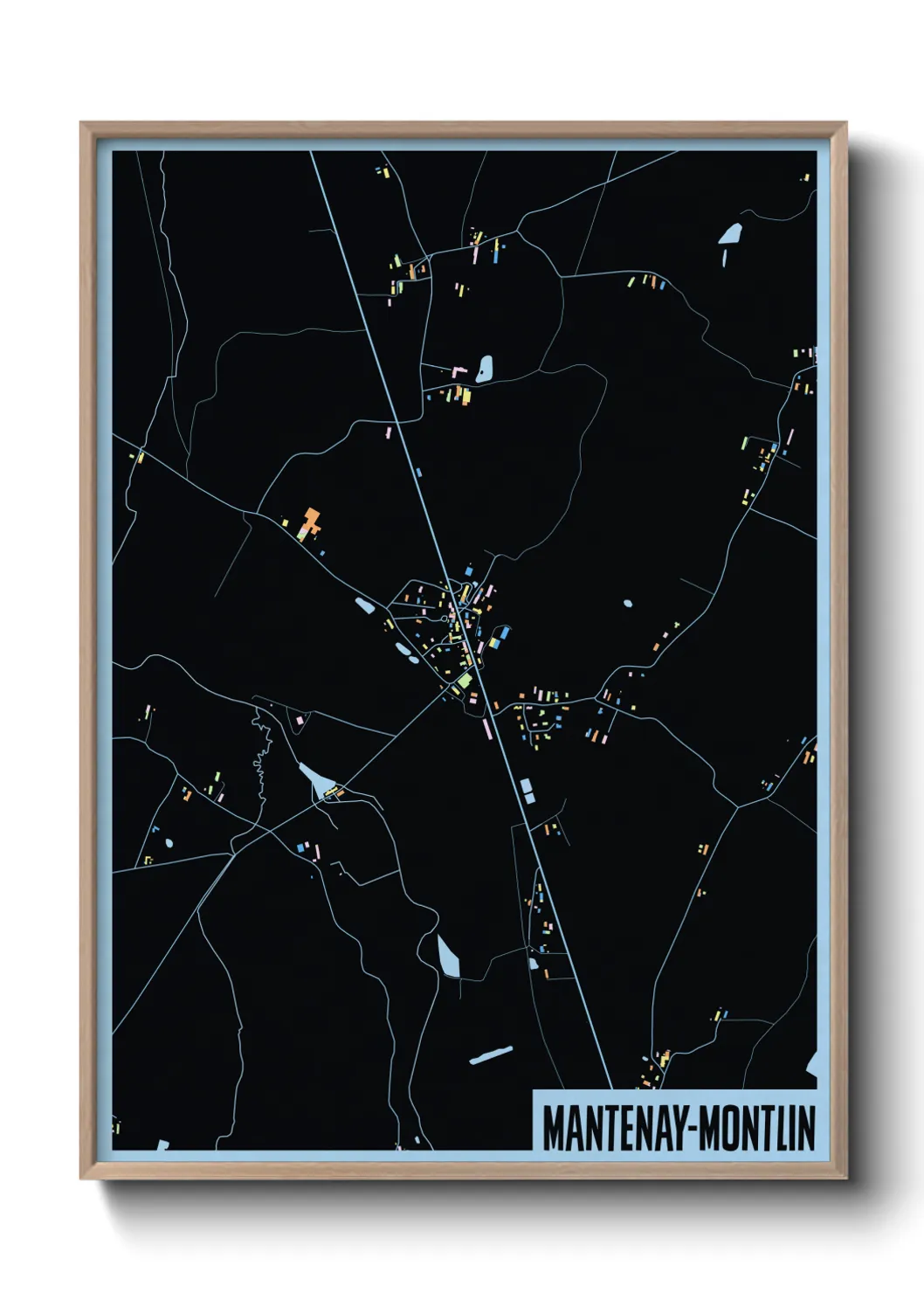 Une affiche de carte sur Mantenay-Montlin