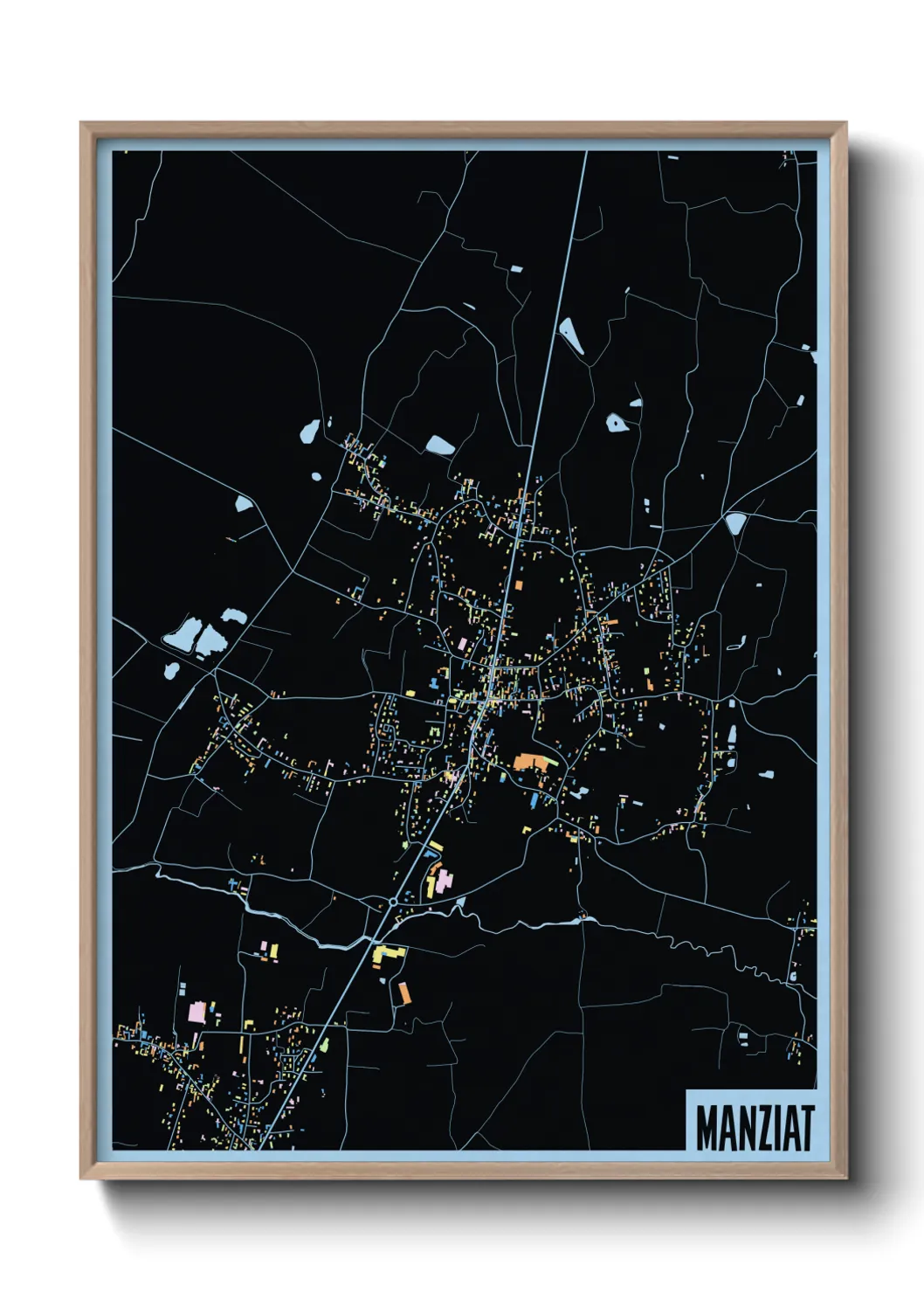 Une affiche de carte sur Manziat