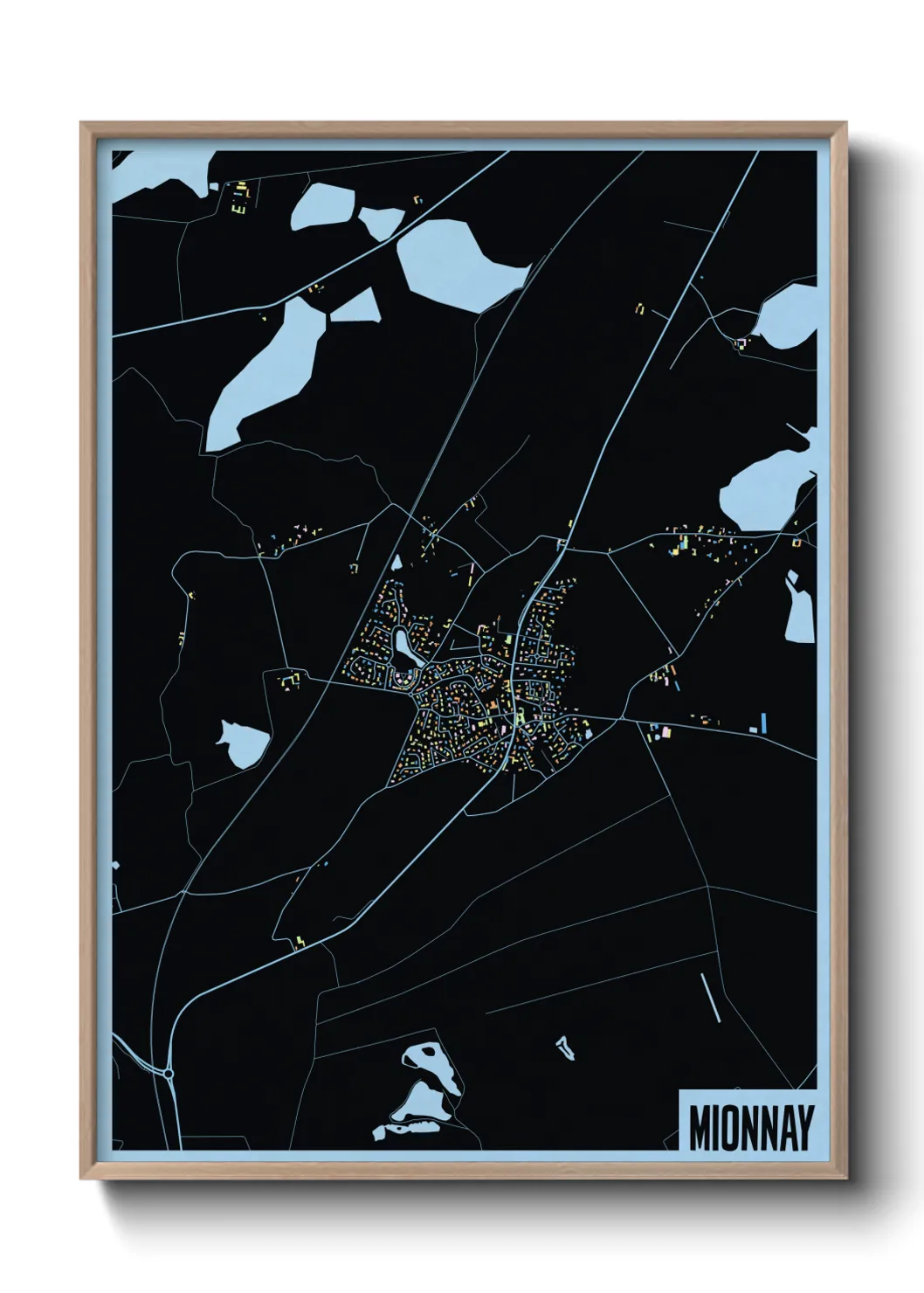 Une affiche de carte sur Mionnay