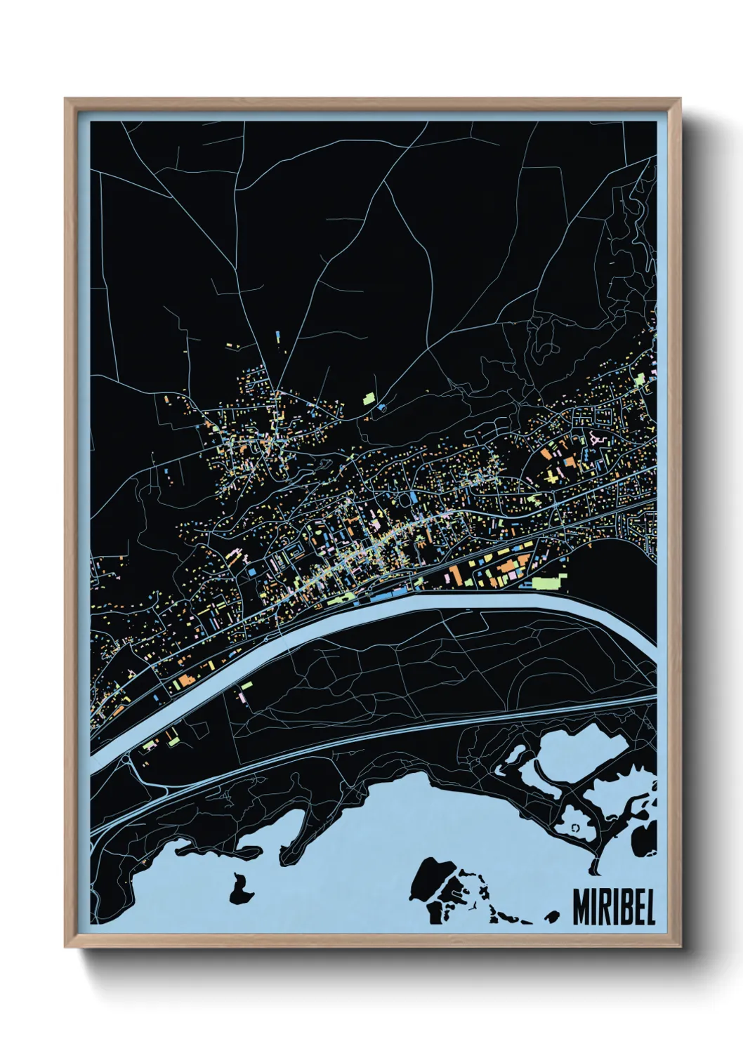 Une affiche de carte sur Miribel