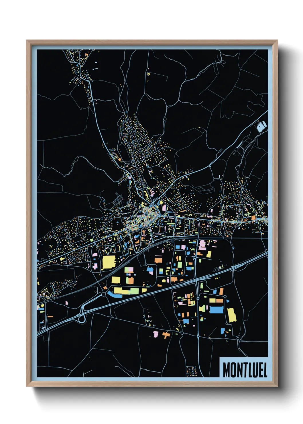 Une affiche de carte sur Montluel