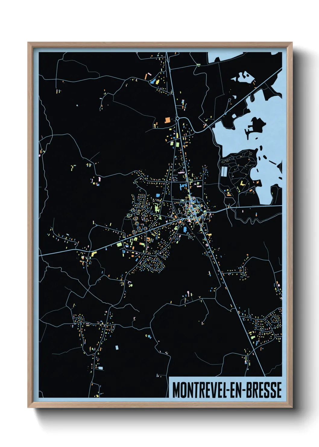 Une affiche de carte sur Montrevel-en-Bresse