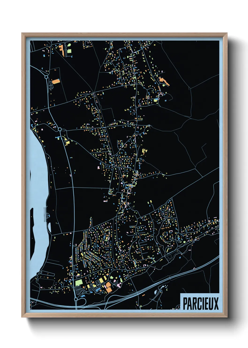 Une affiche de carte sur Parcieux