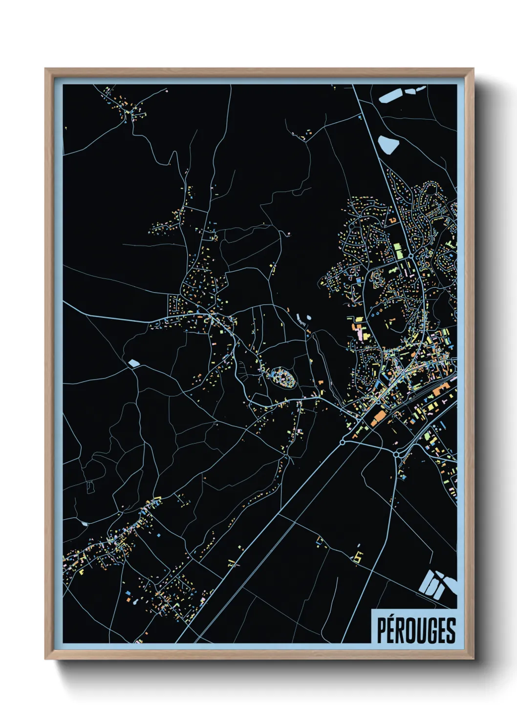 Une affiche de carte sur Pérouges