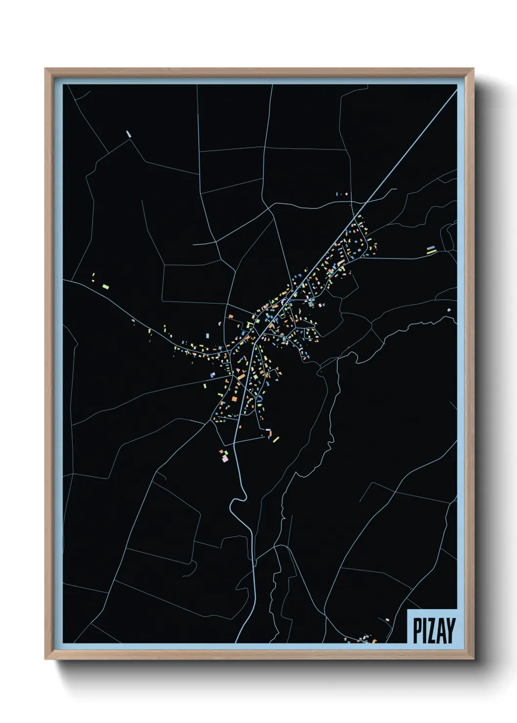 Une affiche de carte sur Pizay