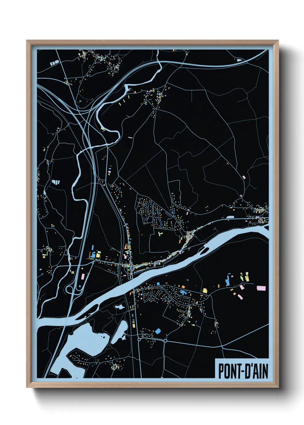 Une affiche de carte sur Pont-d'Ain