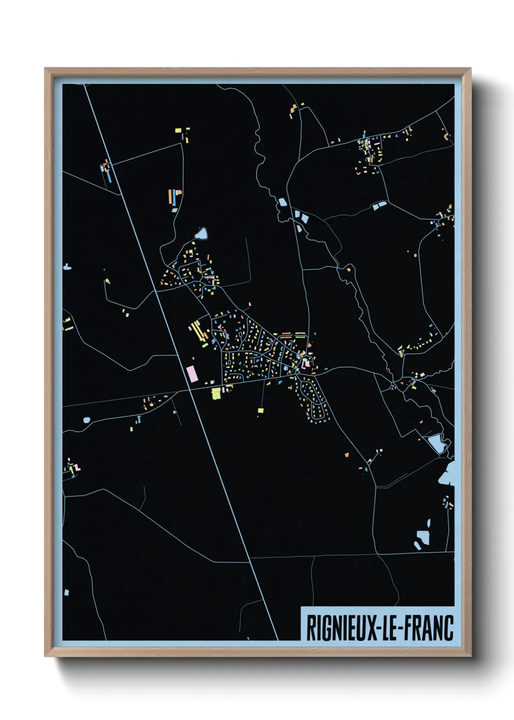 Une affiche de carte sur Rignieux-le-Franc