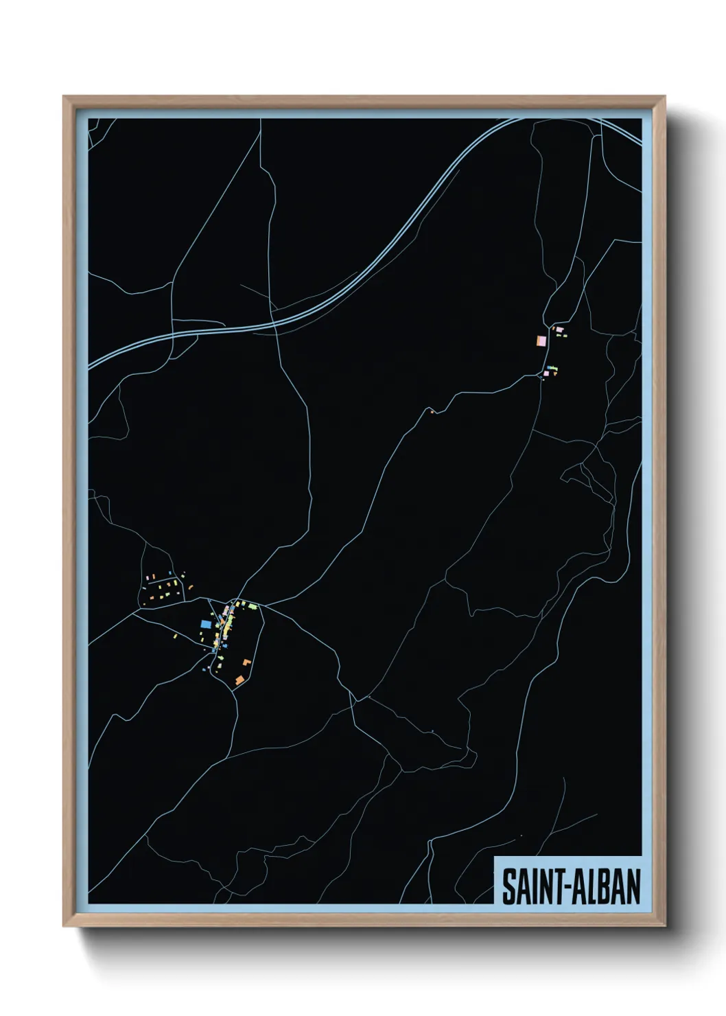 Une affiche de carte sur Saint-Alban