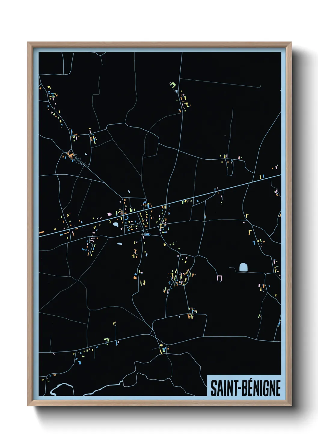 Une affiche de carte sur Saint-Bénigne