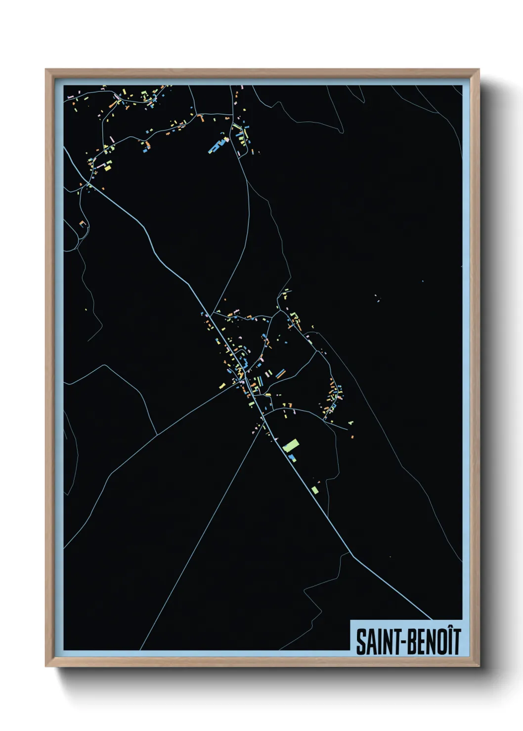 Une affiche de carte sur Saint-Benoît