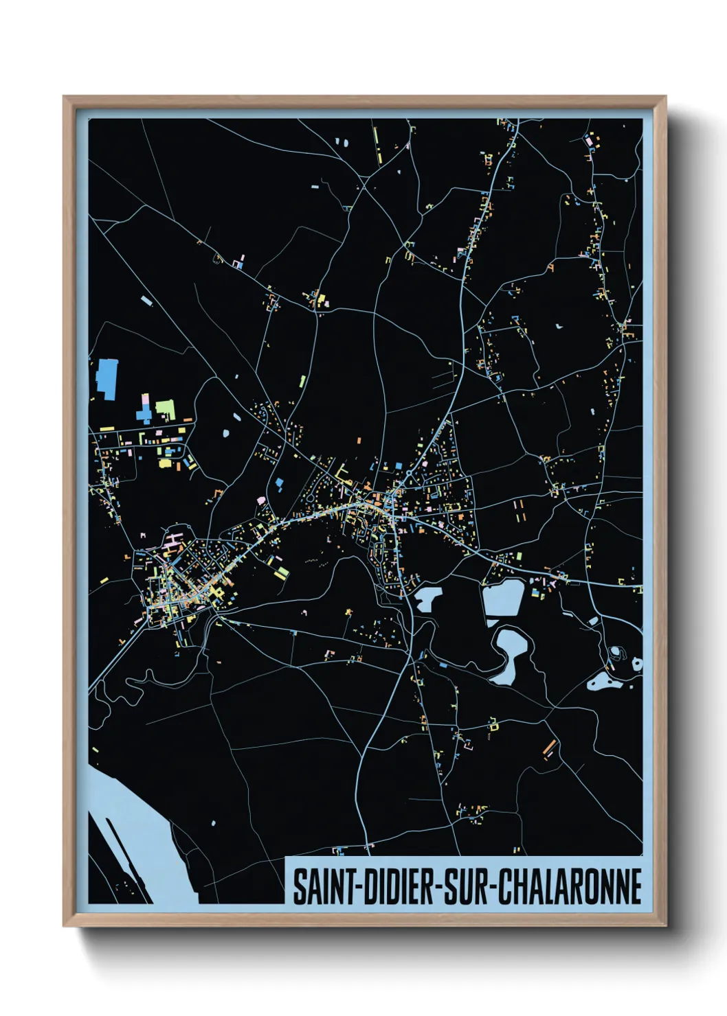 Une affiche de carte sur Saint-Didier-sur-Chalaronne
