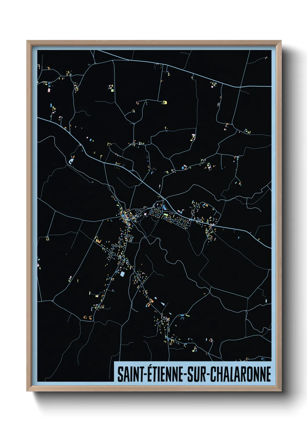 Une affiche de carte sur Saint-Étienne-sur-Chalaronne