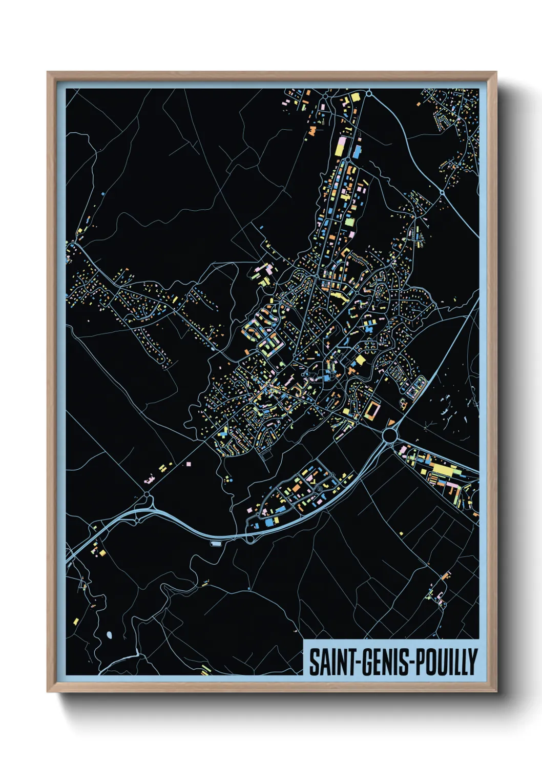 Une affiche de carte sur Saint-Genis-Pouilly