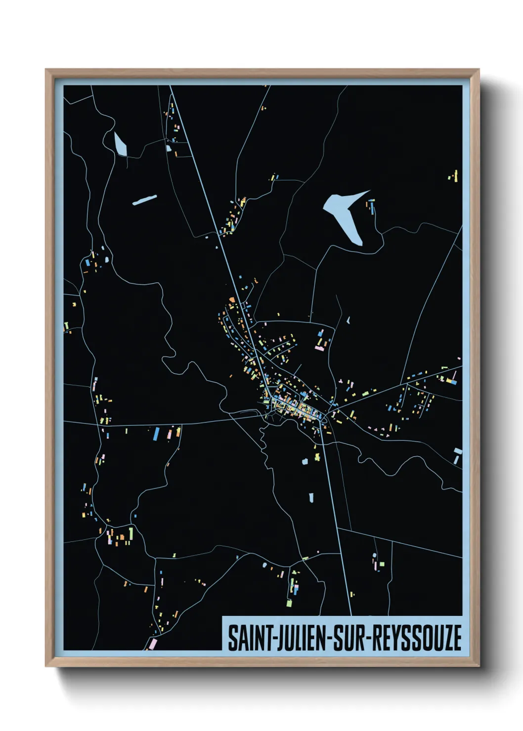 Une affiche de carte sur Saint-Julien-sur-Reyssouze