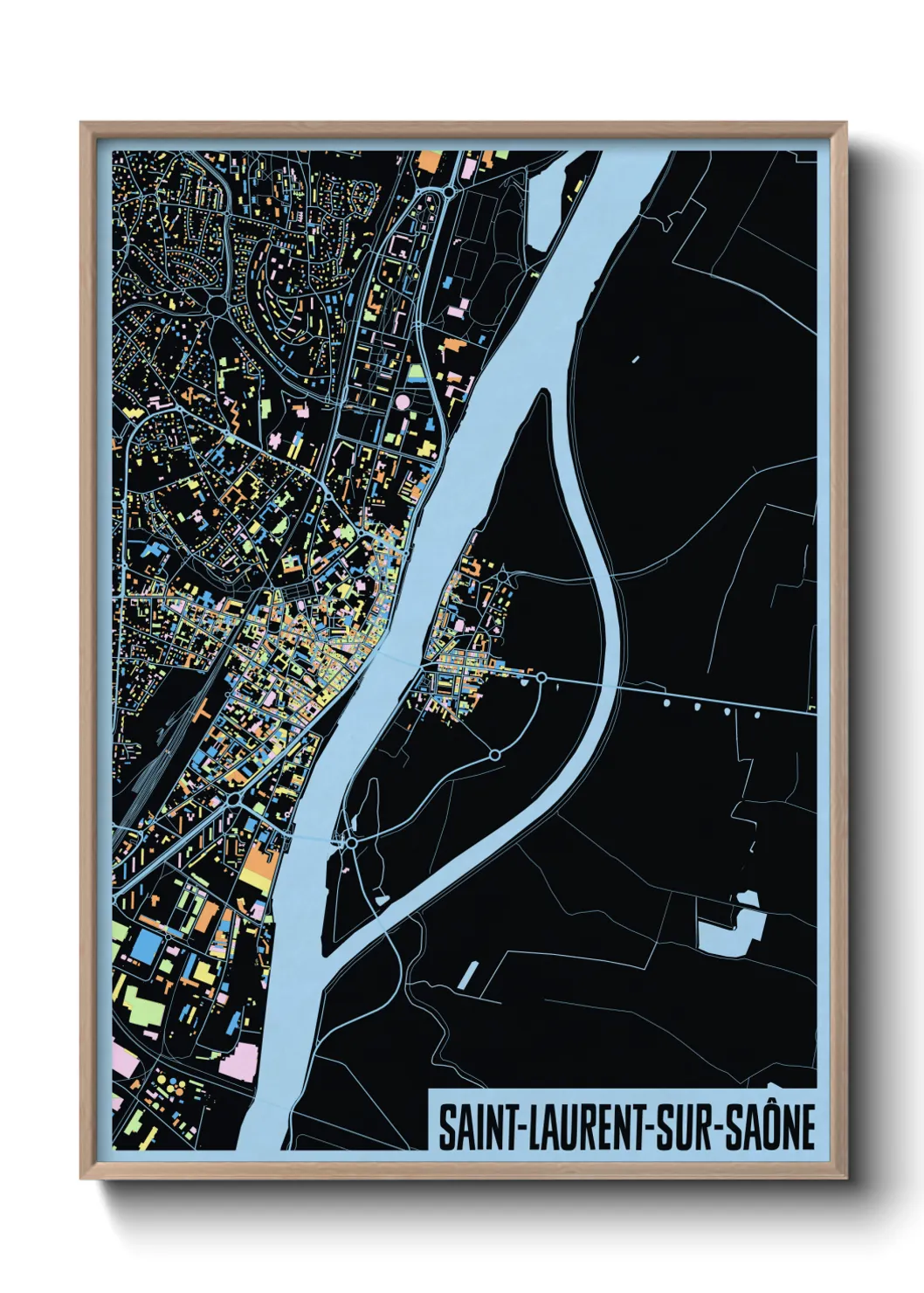 Une affiche de carte sur Saint-Laurent-sur-Saône