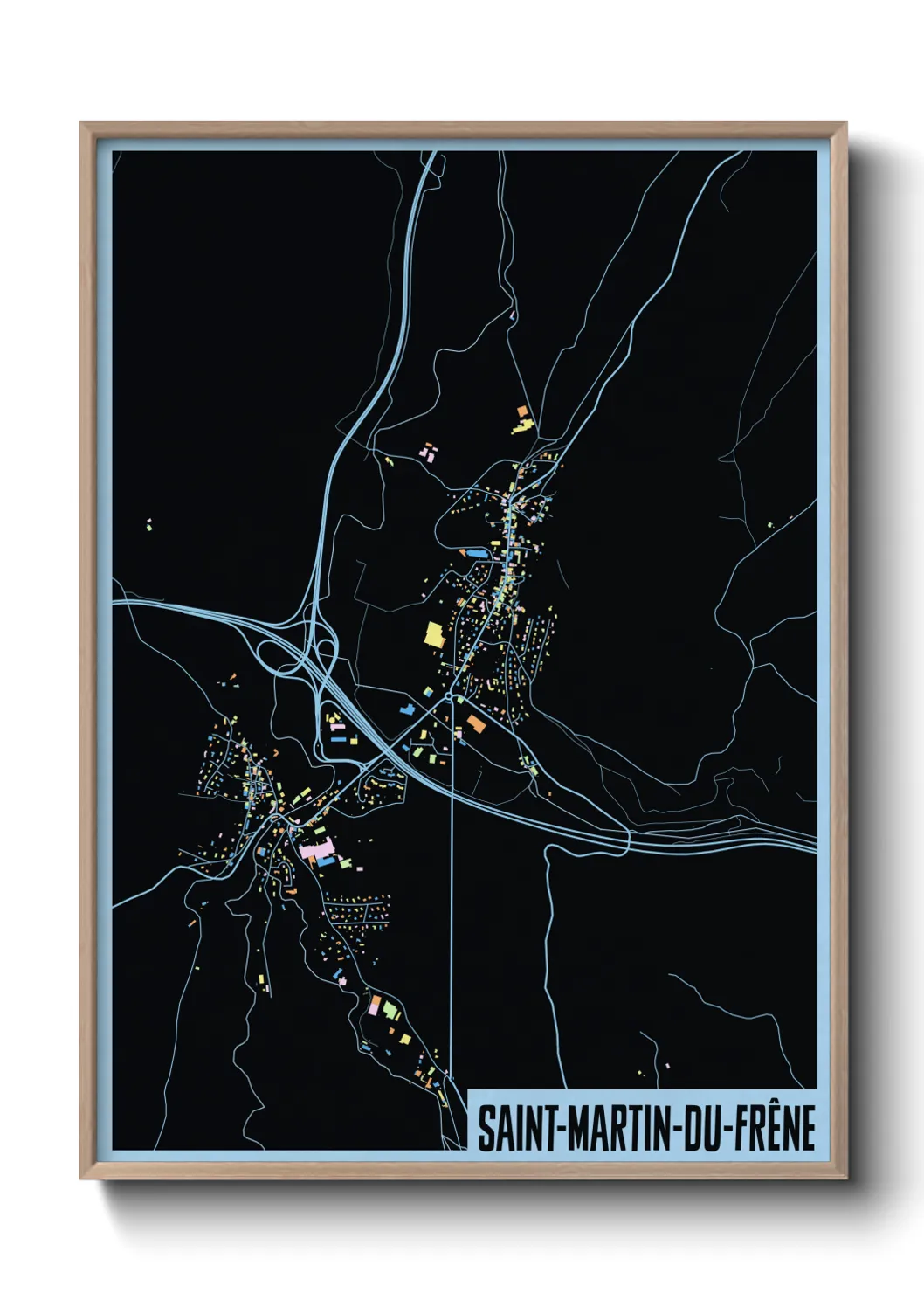 Une affiche de carte sur Saint-Martin-du-Frêne