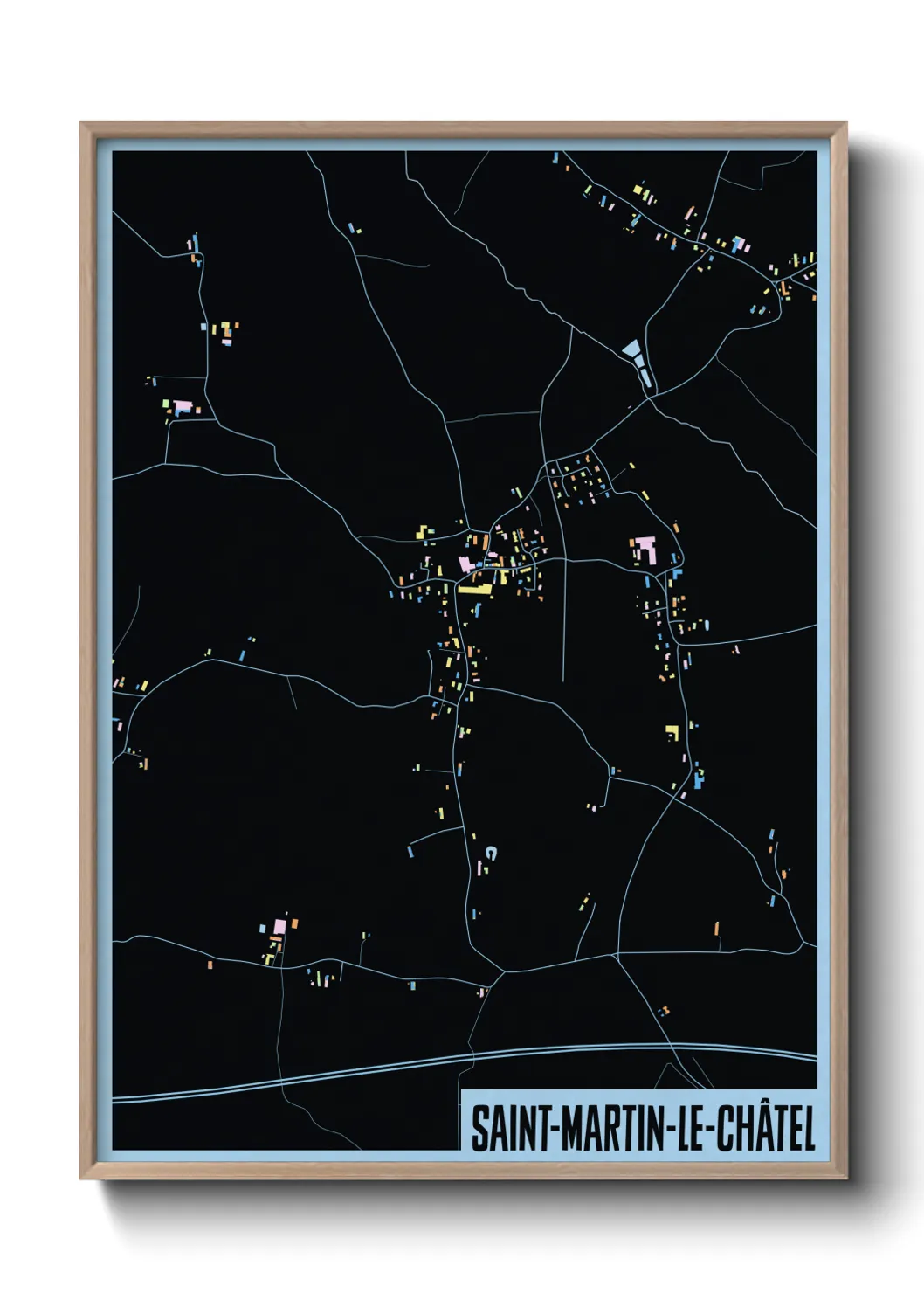 Une affiche de carte sur Saint-Martin-le-Châtel