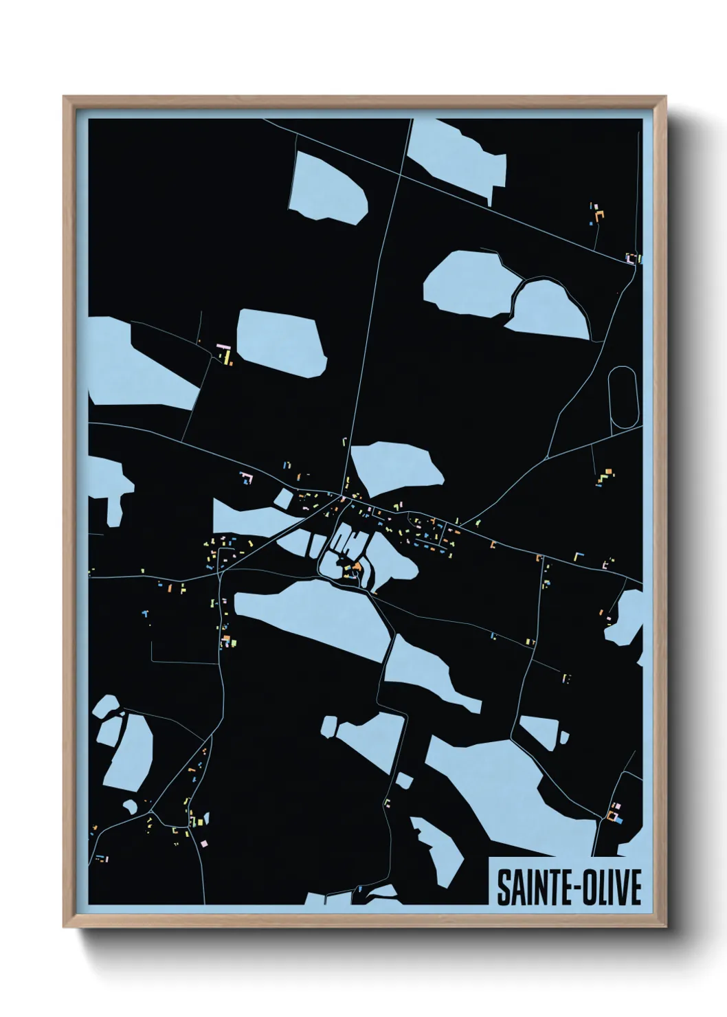 Une affiche de carte sur Sainte-Olive