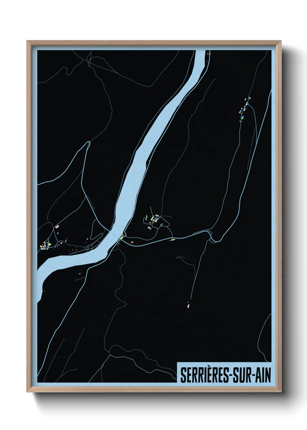 Une affiche de carte sur Serrières-sur-Ain