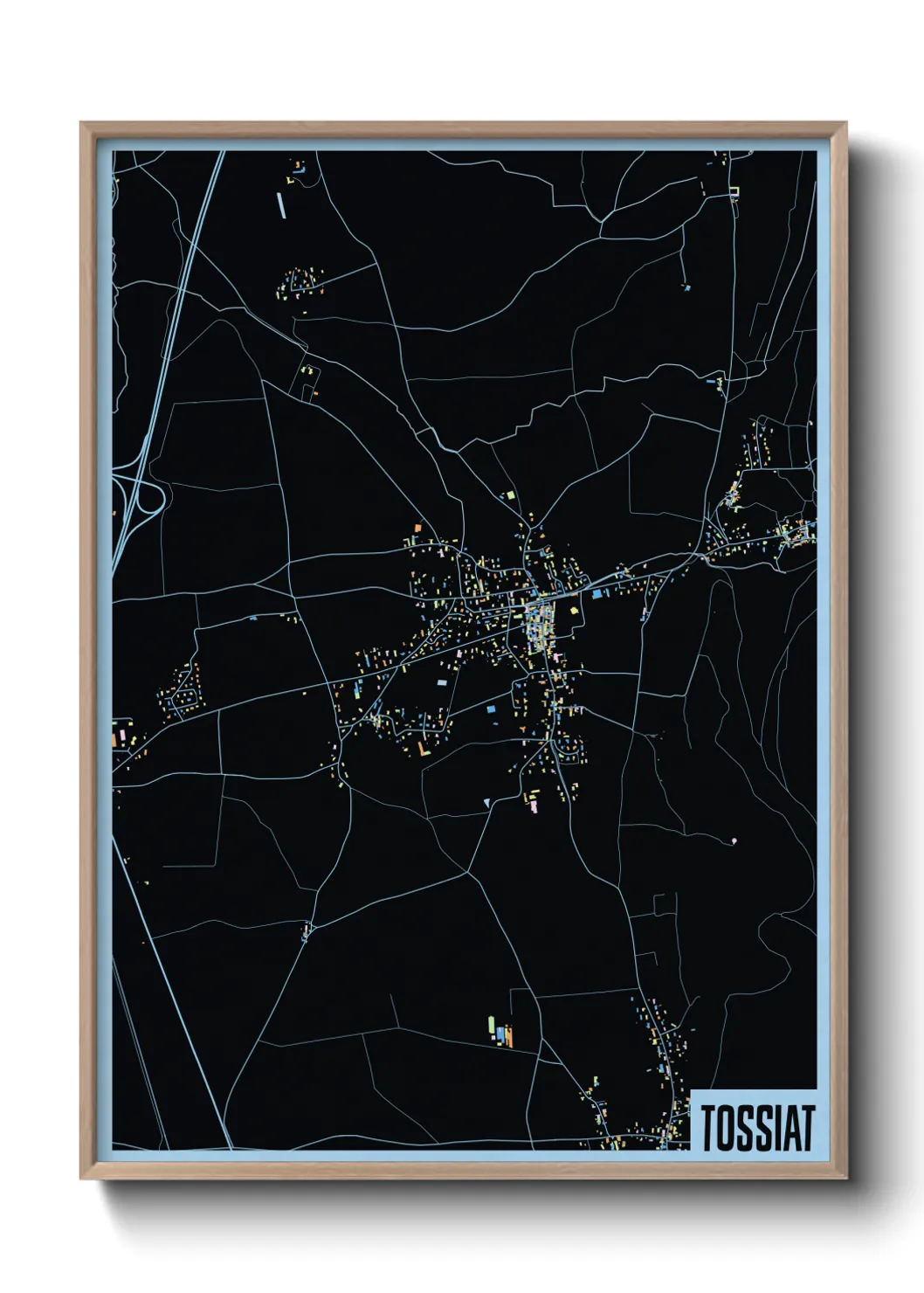 Une affiche de carte sur Tossiat