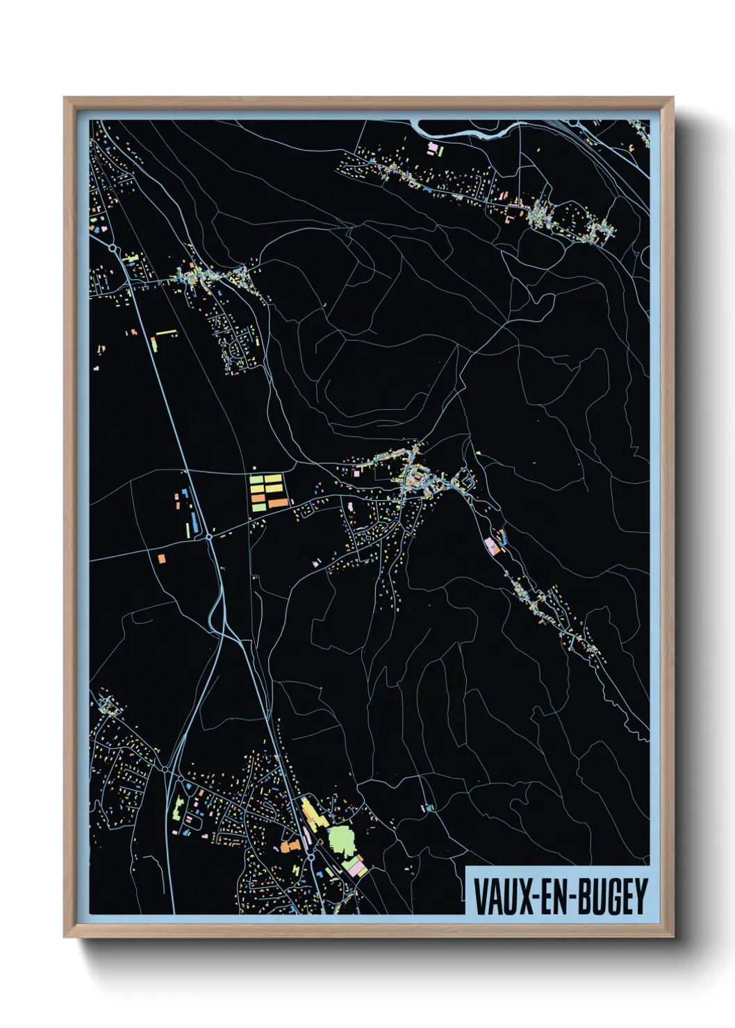 Une affiche de carte sur Vaux-en-Bugey