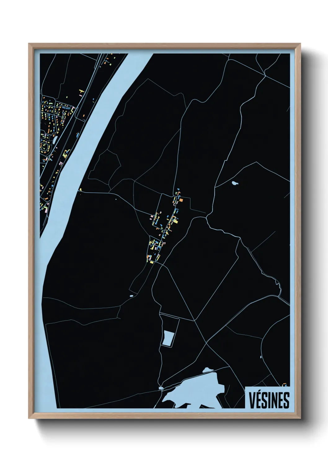 Une affiche de carte sur Vésines