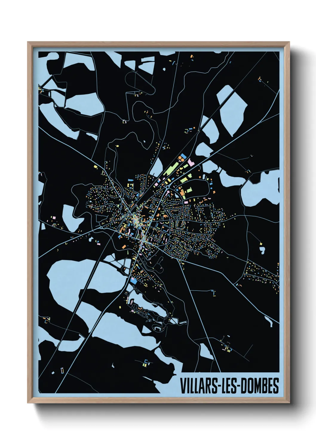 Une affiche de carte sur Villars-les-Dombes