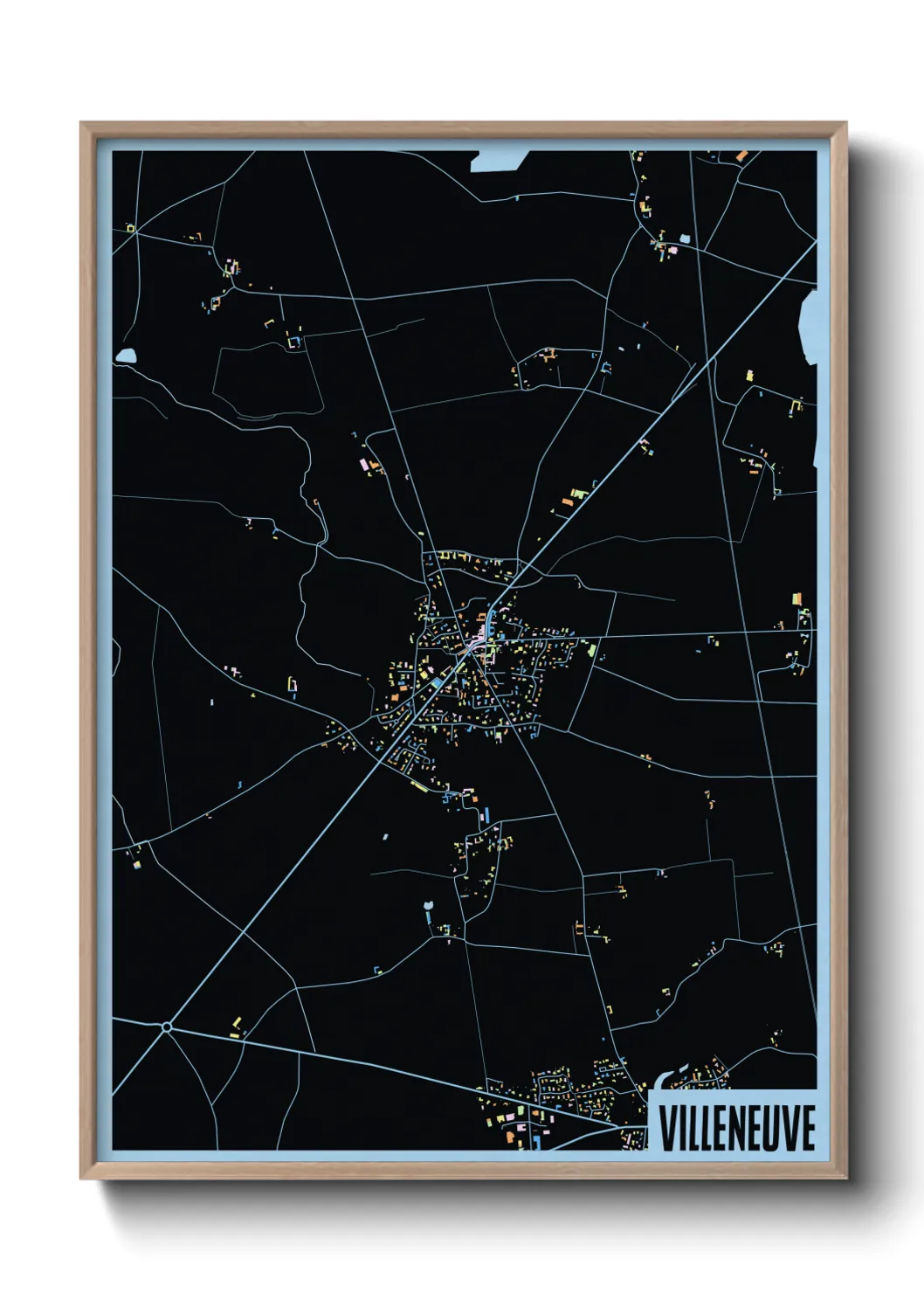 Une affiche de carte sur Villeneuve