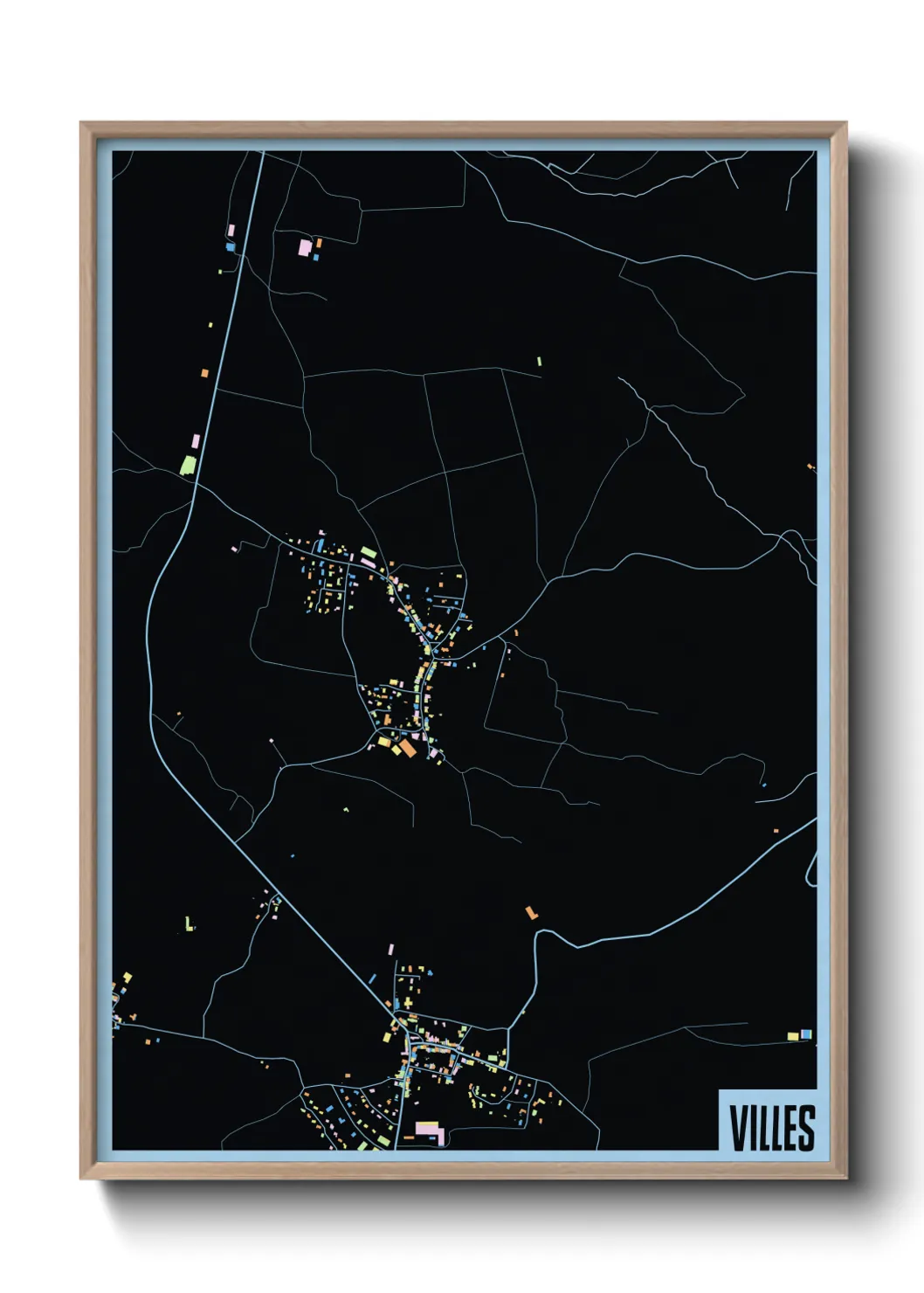 Une affiche de carte sur Villes