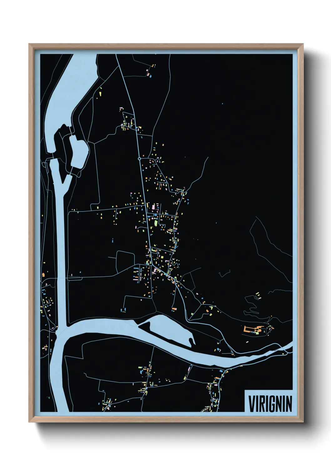 Une affiche de carte sur Virignin