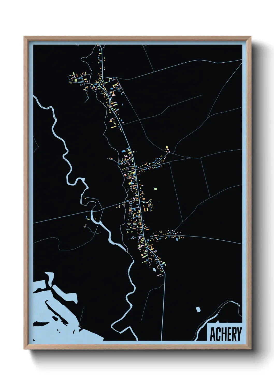 Une affiche de carte sur Achery